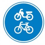 Aan dit bord herkent u een bromfiets/fietspad